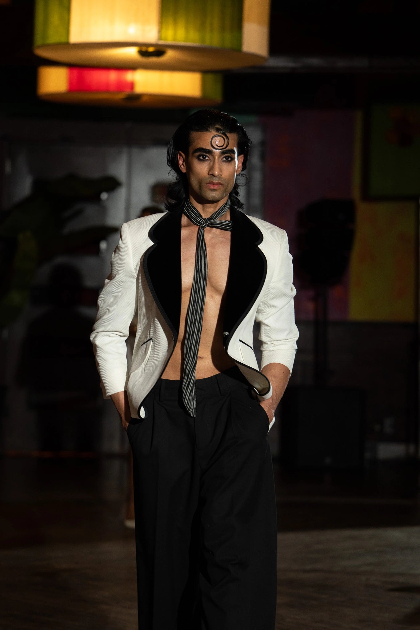 Ivory Herringbone Tux Jacket