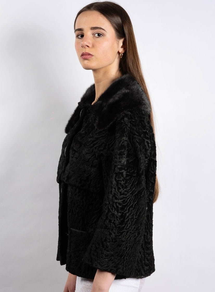 Marmar Furs Chicago Mink-Collar Persian Lamb Jacket