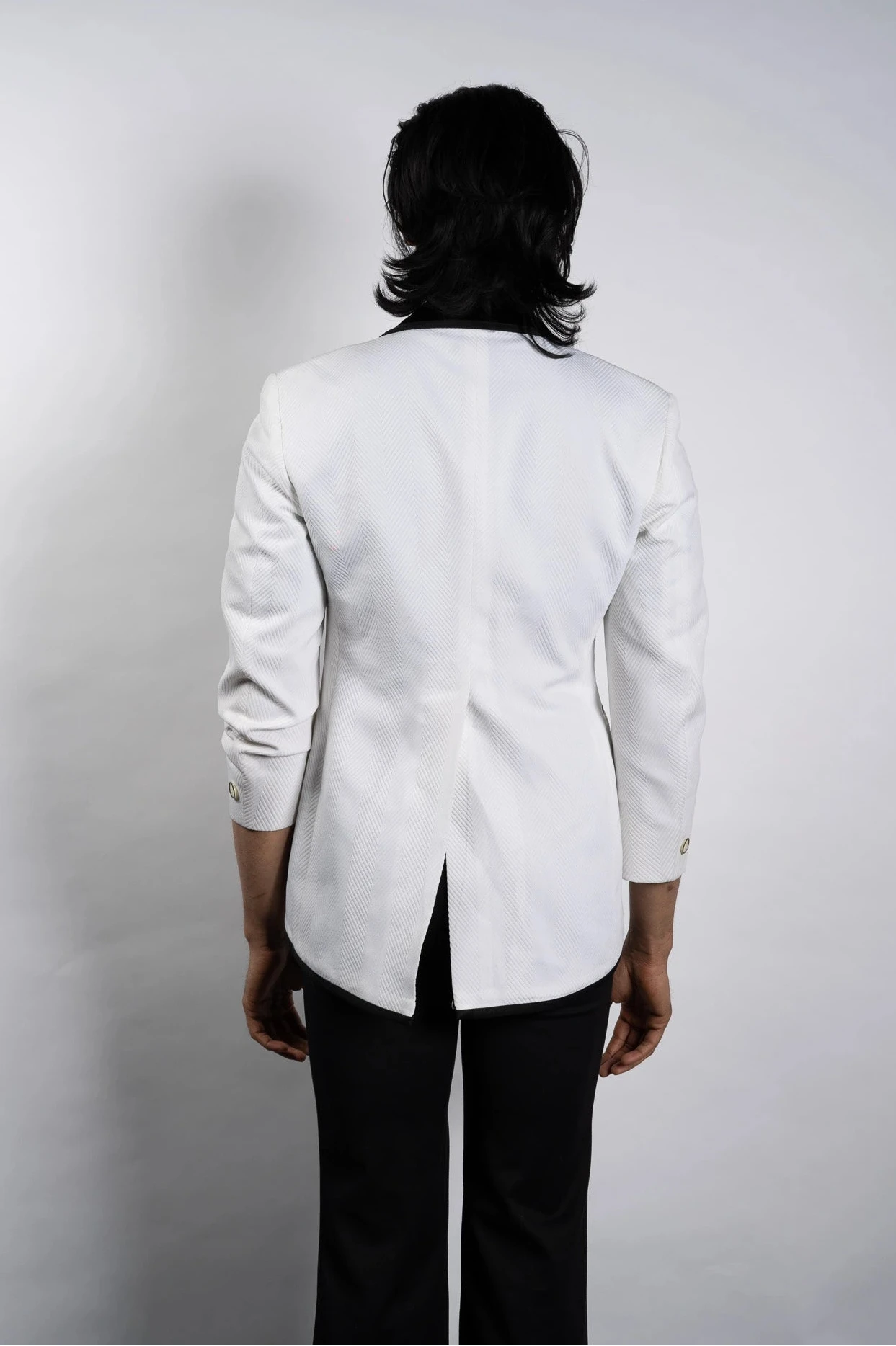 Ivory Herringbone Tux Jacket