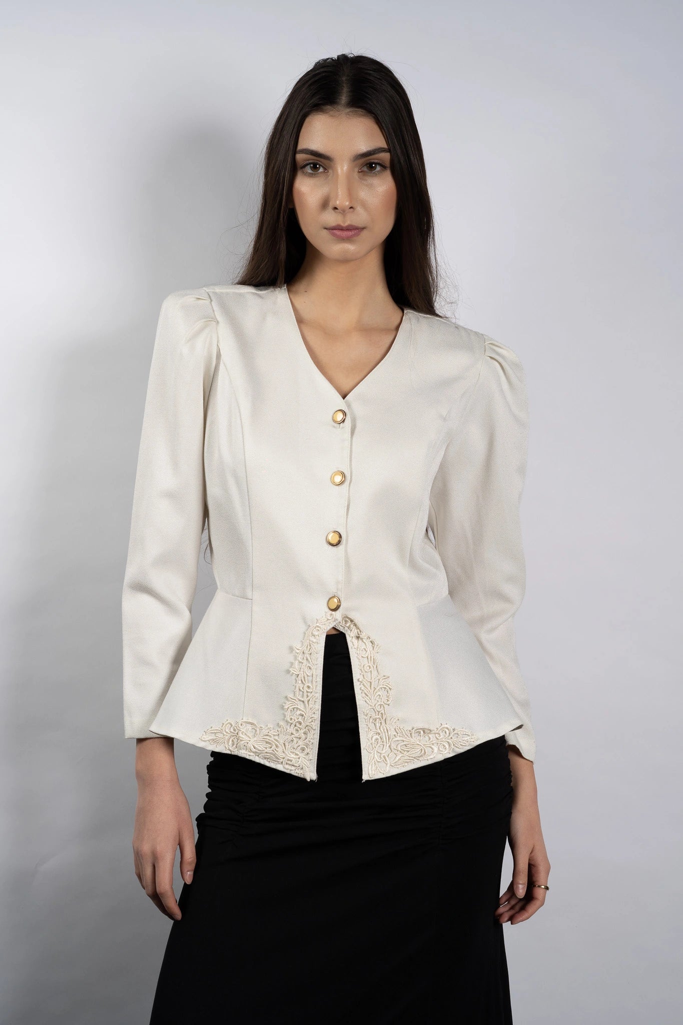 Appliqué Peplum Blazer