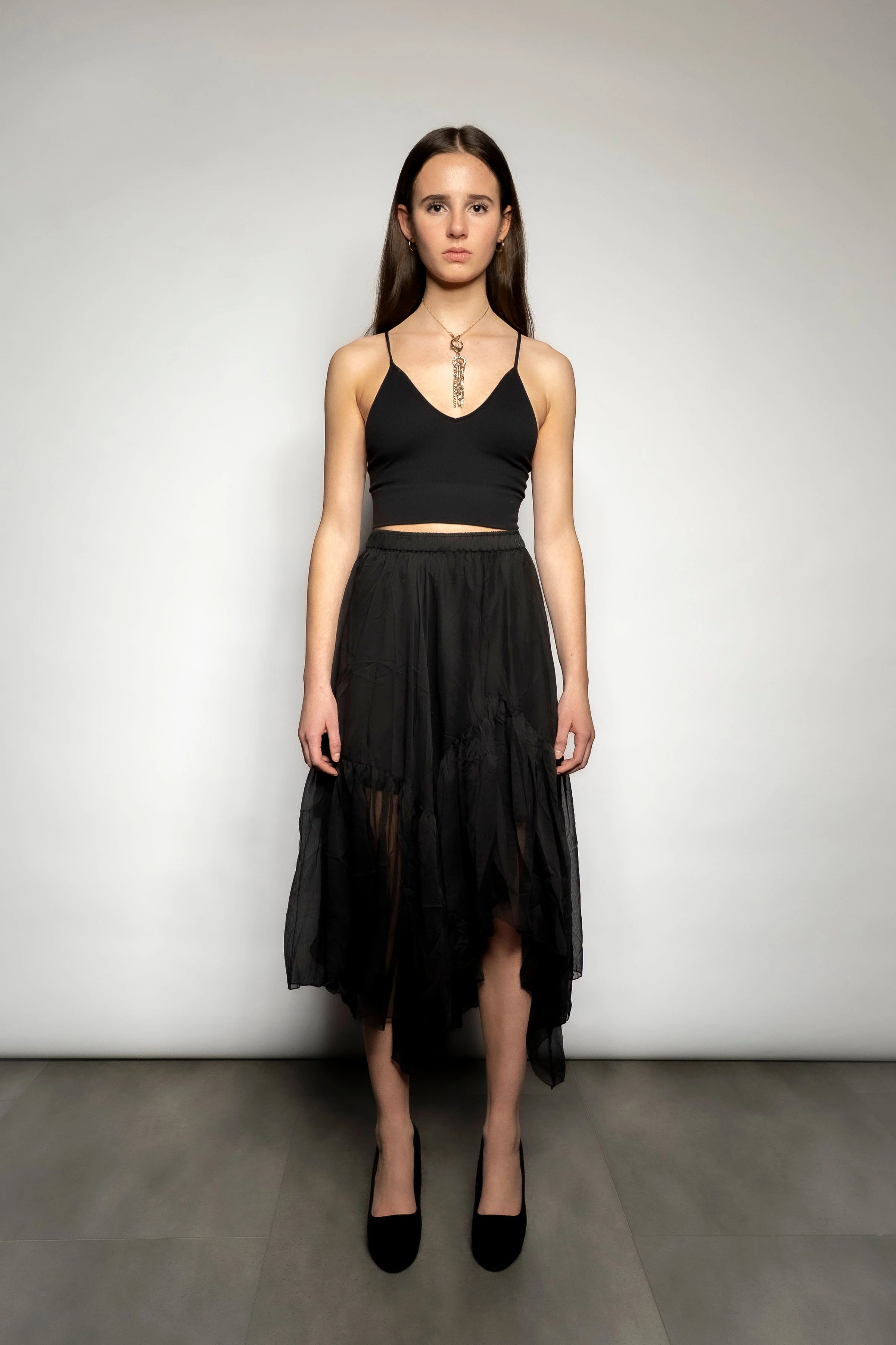 Cascade Tiered Midi Skirt