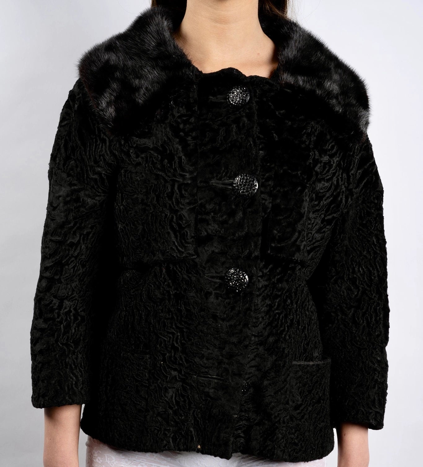 Marmar Furs Chicago Mink-Collar Persian Lamb Jacket