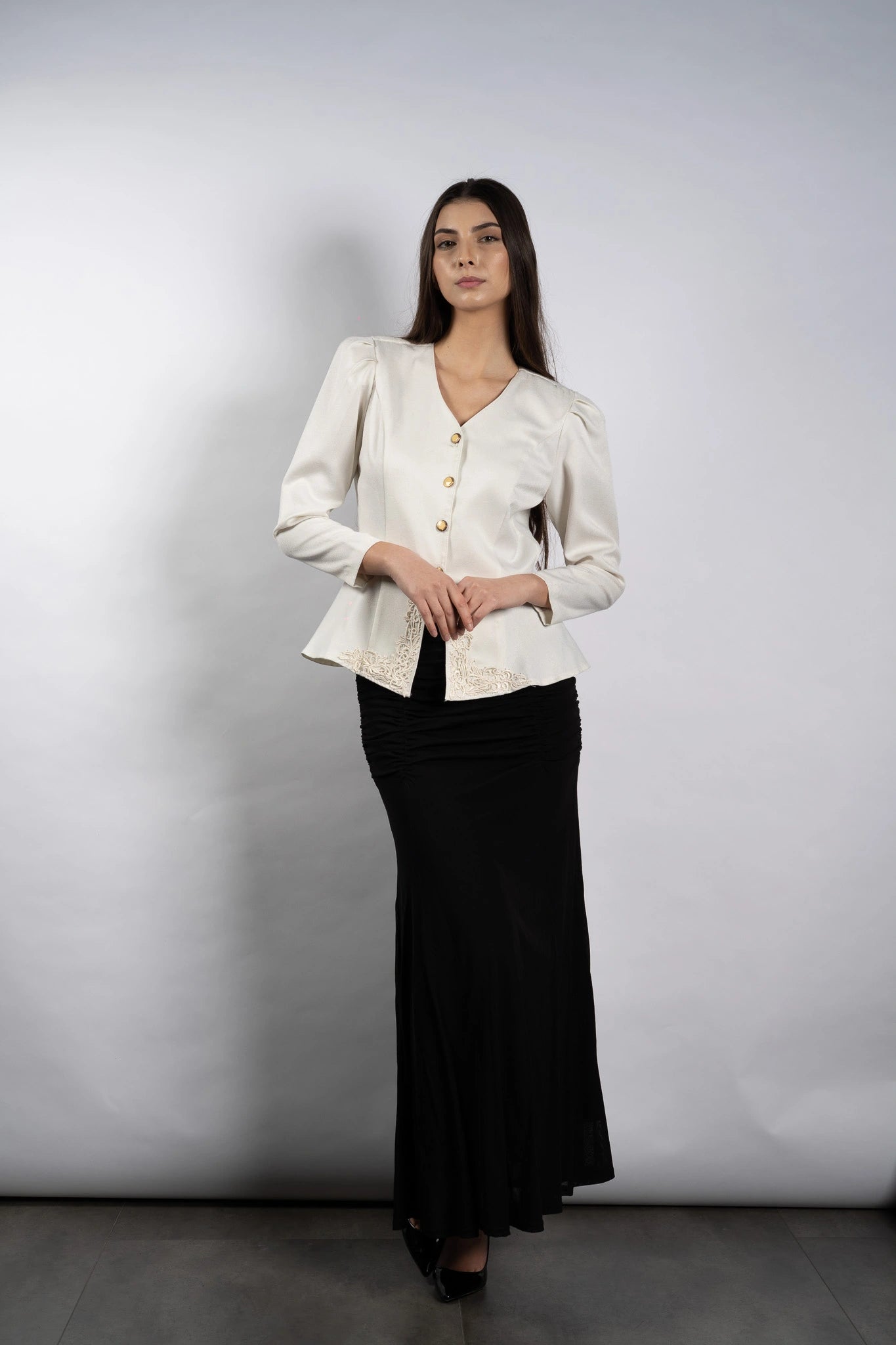 Appliqué Peplum Blazer