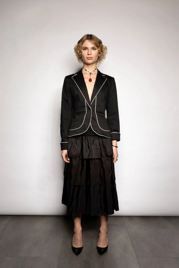 AK Anne Klein Contrast-Piped Jacket