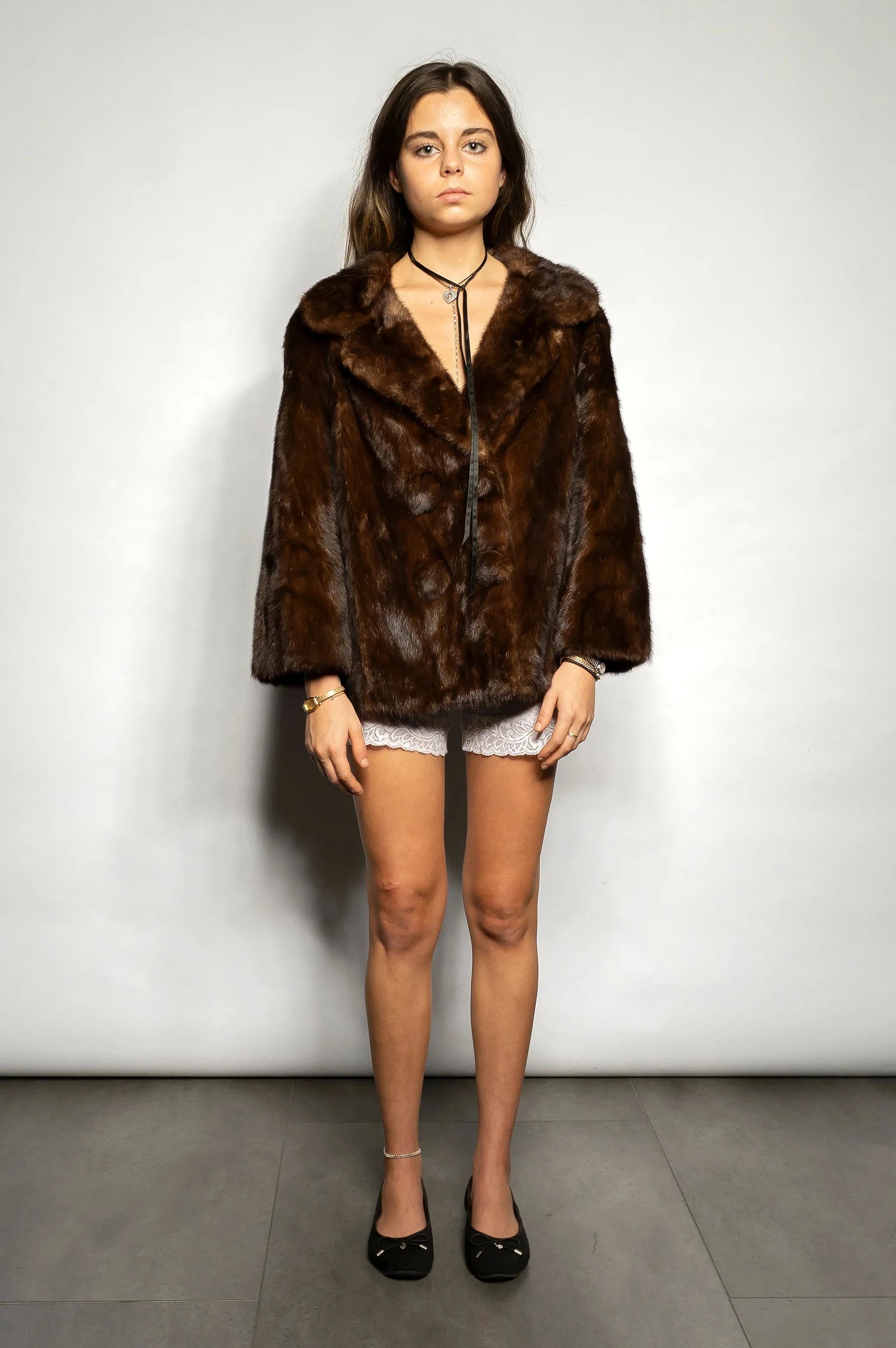 Mink Bolero Jacket In Mahogany