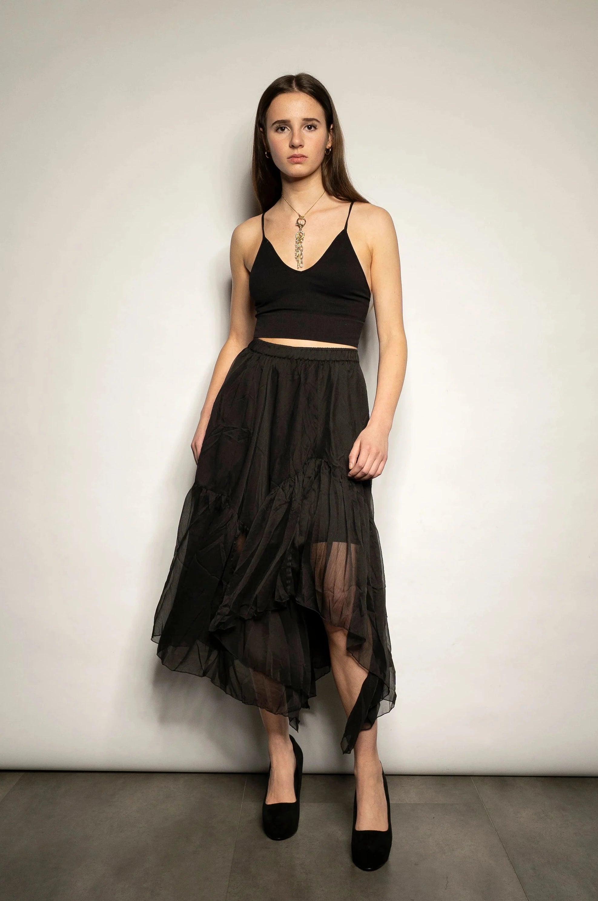 Cascade Tiered Midi Skirt