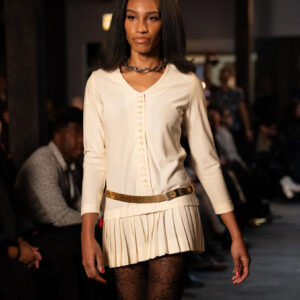Metalic Pleated Mini Dress